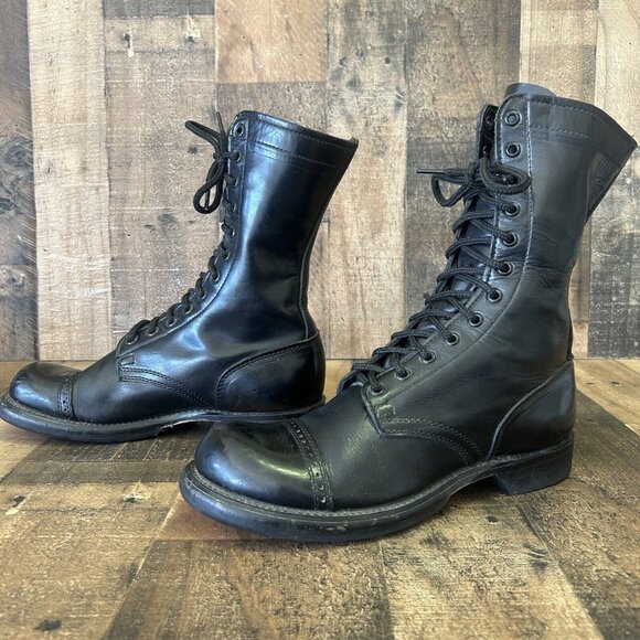 Double H 975 Vintage Cap Toe Black Jump Boots Mens 8 D - Picture 12 of 12